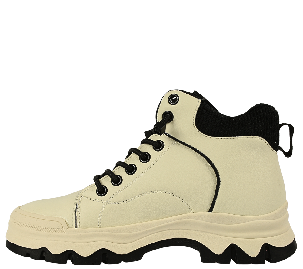 Ghete sport, dama, PASS COLLECTION, XA70001B crem, piele naturala