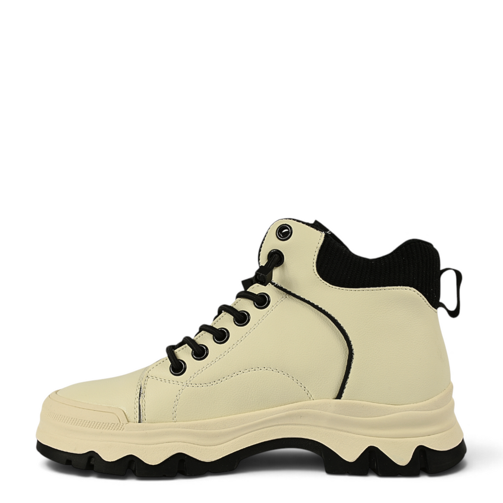ada-shoes.ro Pass Collection cream and black sneaker boots with chunky rubber sole and lace-up design