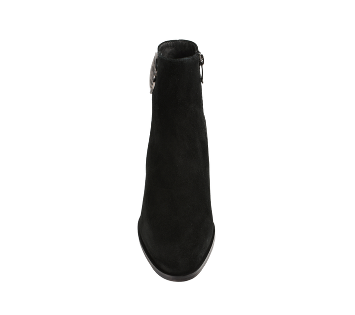 Ghete elegante, dama, FEELING, 25-115-02 negru, piele intoarsa, toc
