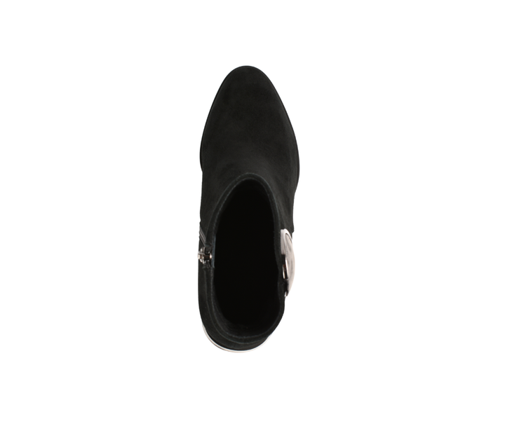 Ghete elegante, dama, FEELING, 25-115-02 negru, piele intoarsa, toc