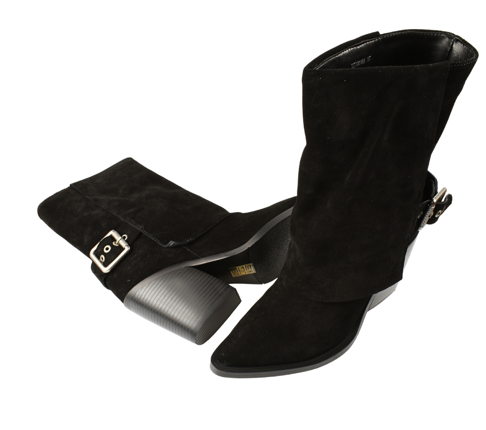 Ghete elegante, dama, EPICA, XS70016A negru, piele intoarsa, cu toc