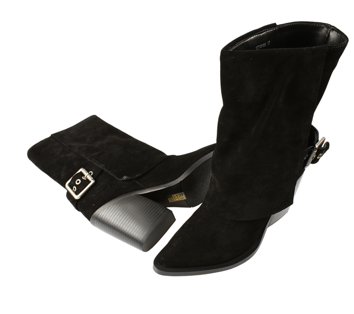 Ghete elegante, dama, EPICA, XS70016A negru, piele intoarsa, cu toc