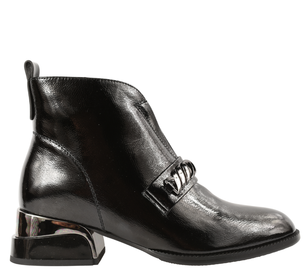 Ghete elegante, dama, EPICA, 21B224-B560 negru, piele lacuita, cu toc