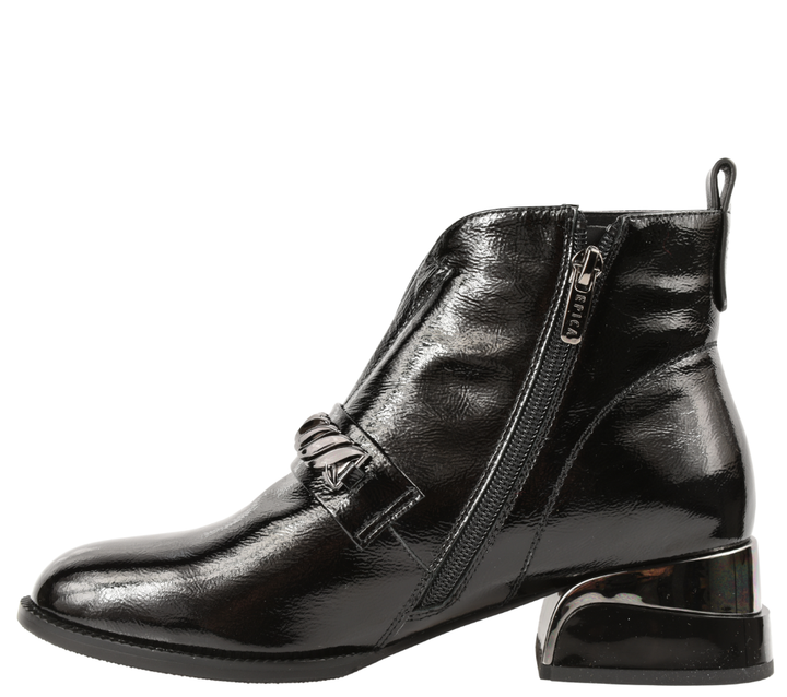 Ghete elegante, dama, EPICA, 21B224-B560 negru, piele lacuita, cu toc