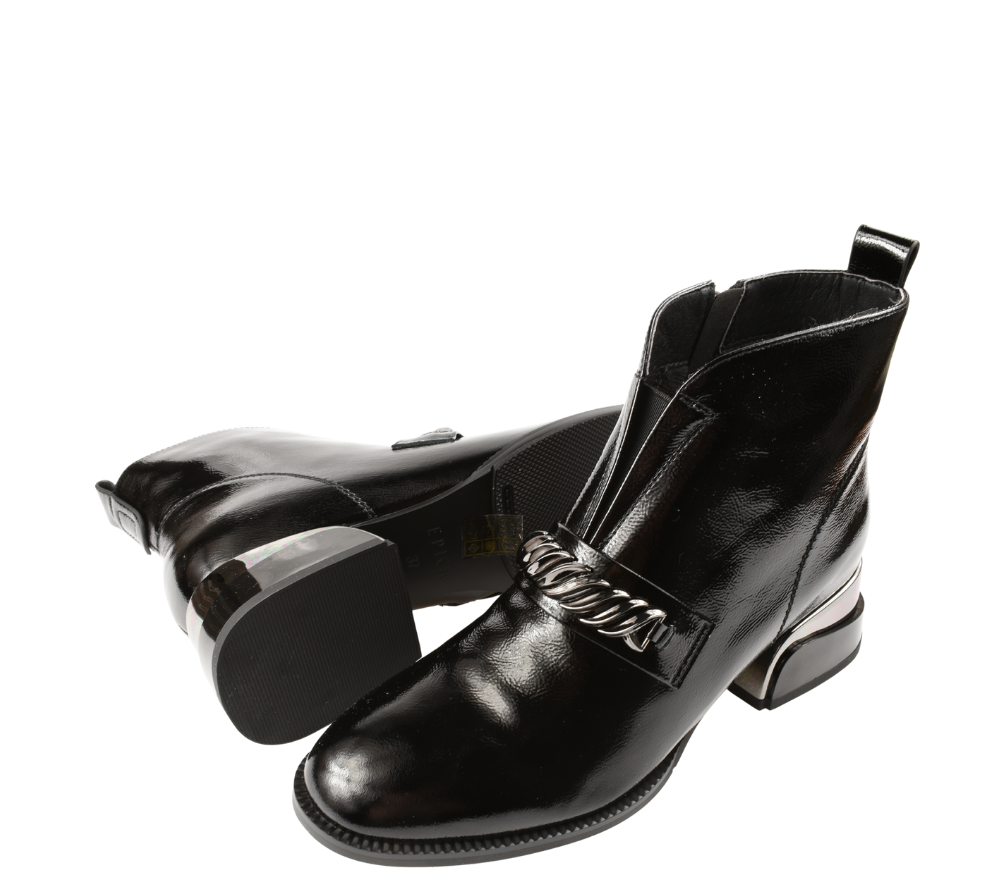 Ghete elegante, dama, EPICA, 21B224-B560 negru, piele lacuita, cu toc