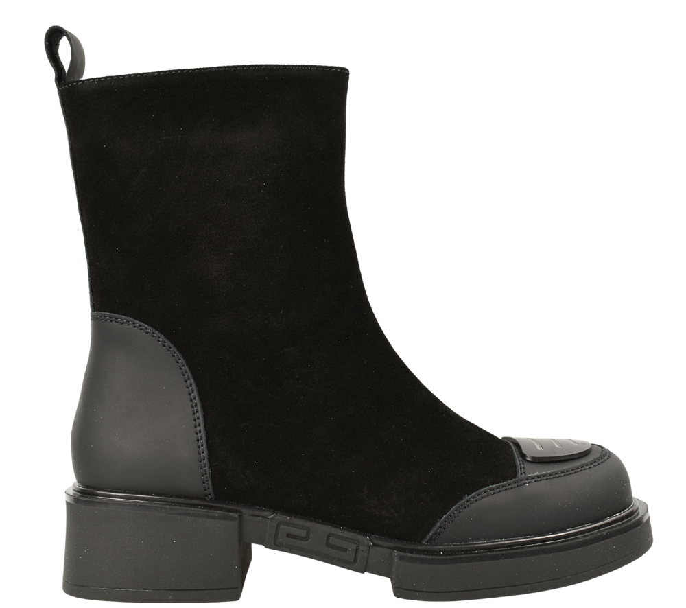 Ghete casual, dama, EPICA, BJ70009A negru, piele intoarsa, cu toc
