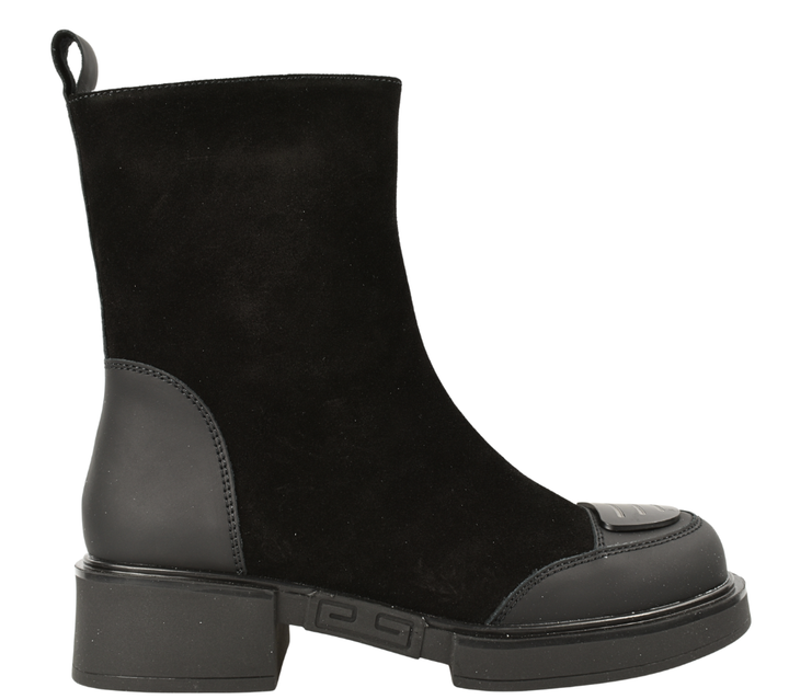 Ghete casual, dama, EPICA, BJ70009A negru, piele intoarsa, cu toc