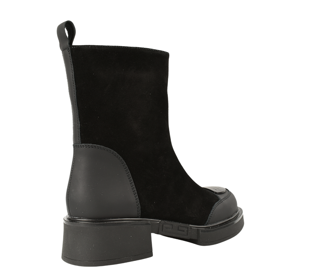 Ghete casual, dama, EPICA, BJ70009A negru, piele intoarsa, cu toc