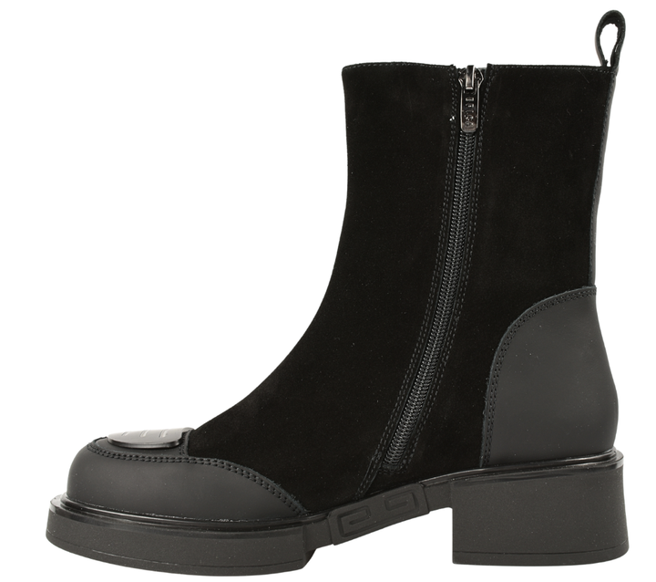 Ghete casual, dama, EPICA, BJ70009A negru, piele intoarsa, cu toc