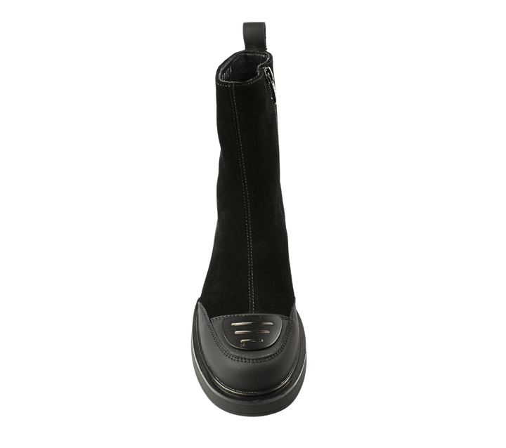 Ghete casual, dama, EPICA, BJ70009A negru, piele intoarsa, cu toc