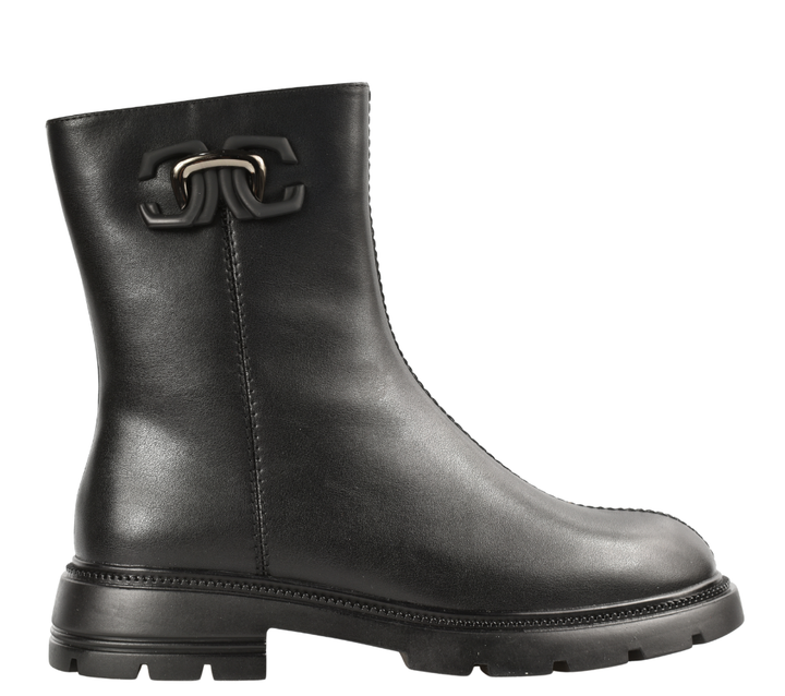 Ghete casual, dama, PASS COLLECTION, DL70038A negru, piele naturala, cu toc