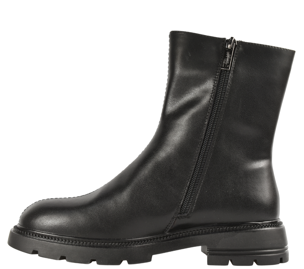 Ghete casual, dama, PASS COLLECTION, DL70038A negru, piele naturala, cu toc