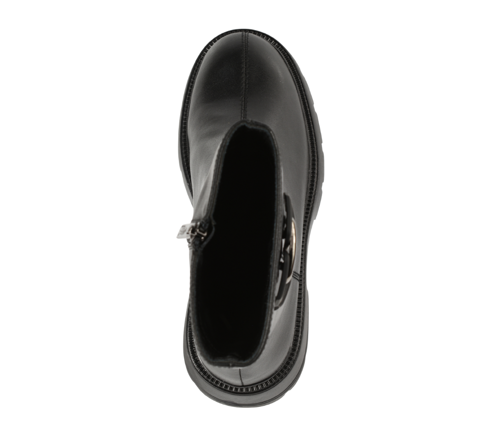 Ghete casual, dama, PASS COLLECTION, DL70038A negru, piele naturala, cu toc
