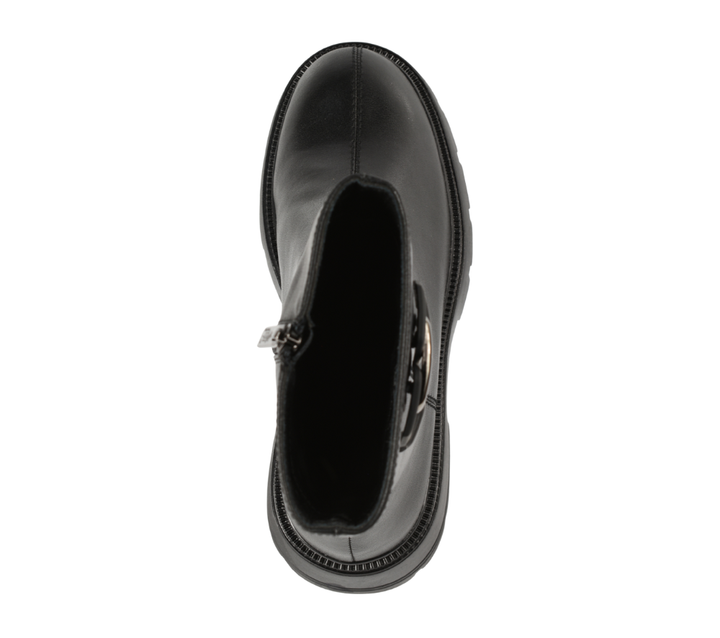 Ghete casual, dama, PASS COLLECTION, DL70038A negru, piele naturala, cu toc