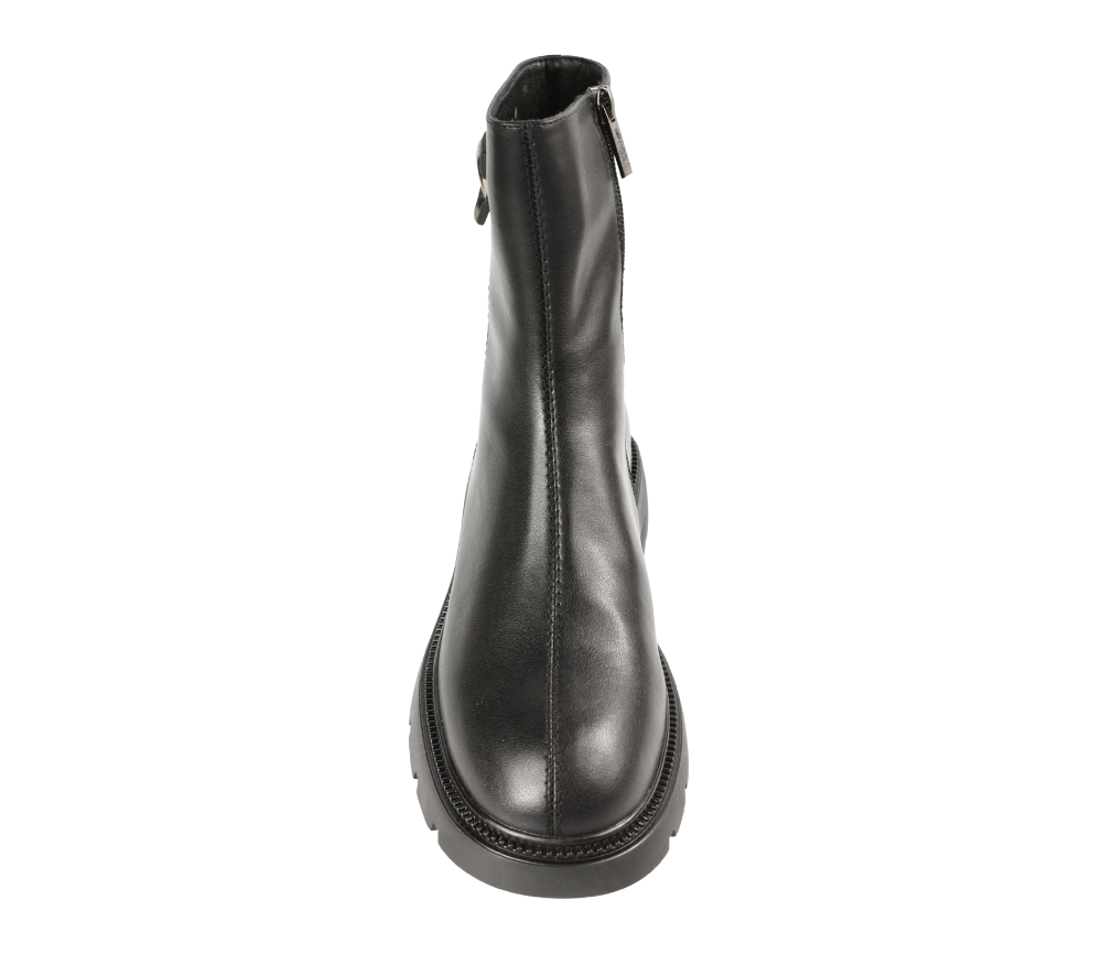 Ghete casual, dama, PASS COLLECTION, DL70038A negru, piele naturala, cu toc
