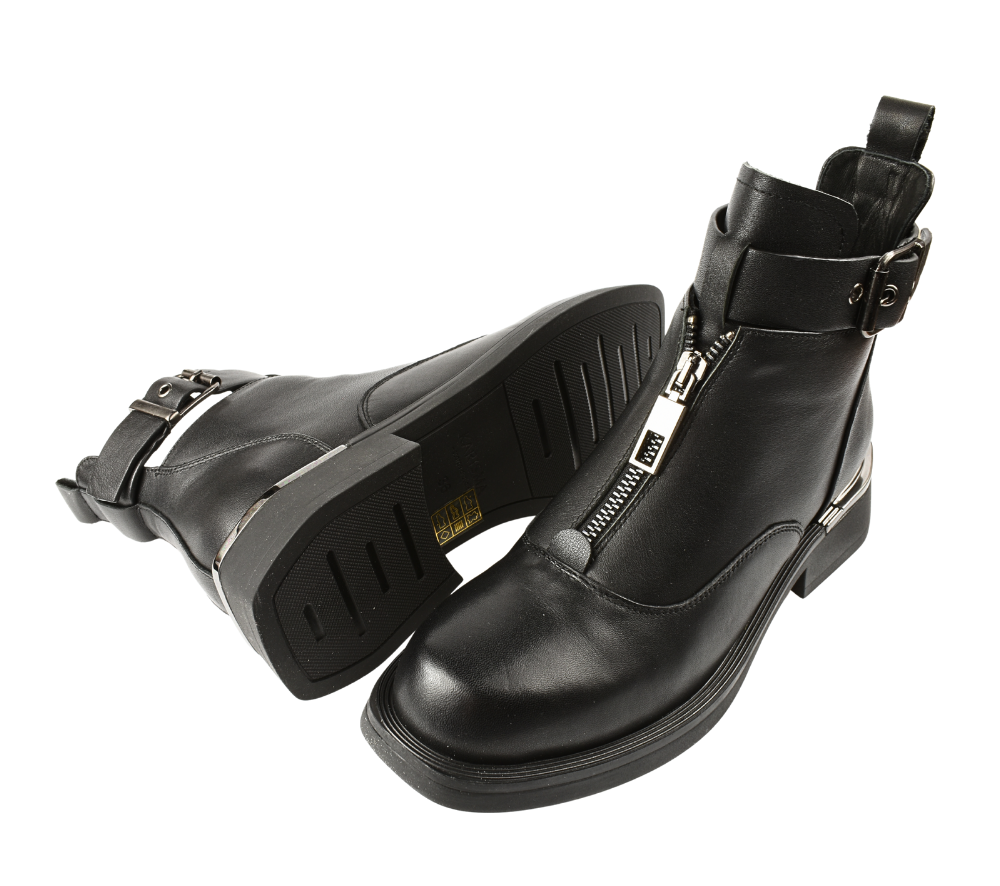 Ghete casual, dama, KARISMA, CN70010A negru, piele naturala