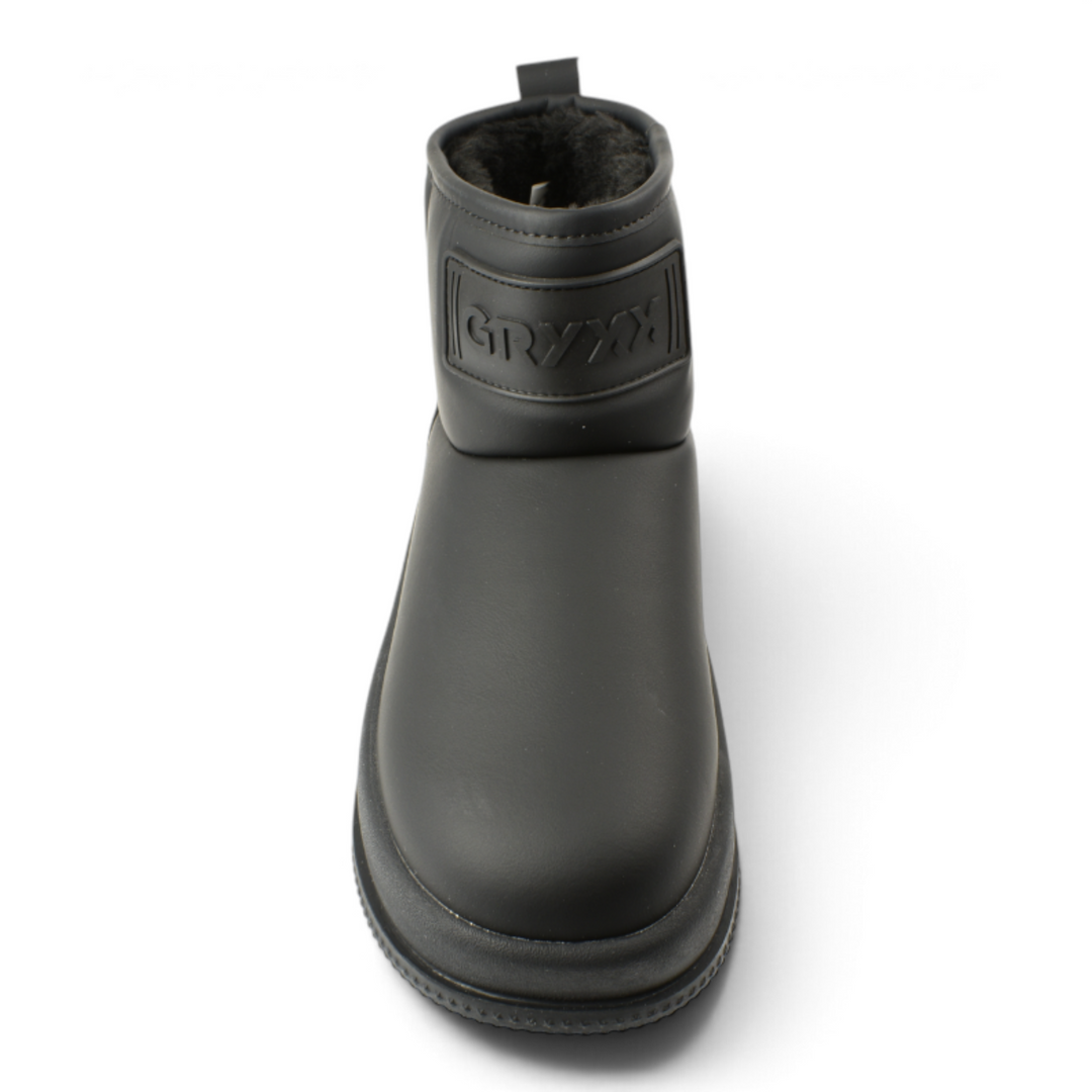 ada-shoes.ro Gryxx black faux leather sport boots with a thick textile lining and a 4cm flexible sole.
