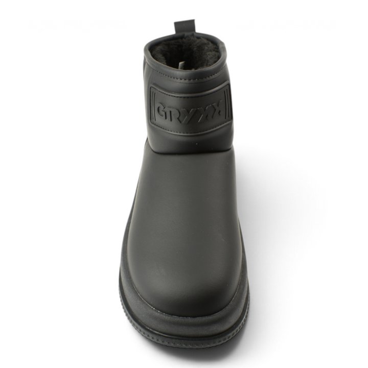ada-shoes.ro Gryxx black faux leather sport boots with a thick textile lining and a 4cm flexible sole.