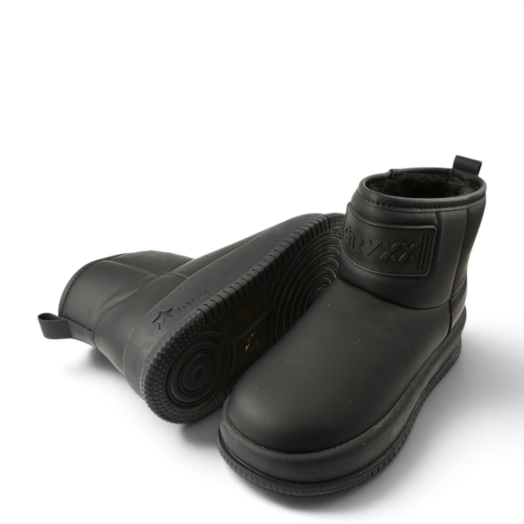ada-shoes.ro Gryxx black faux leather sport sock boots with thick textile lining and 4cm flexible sole