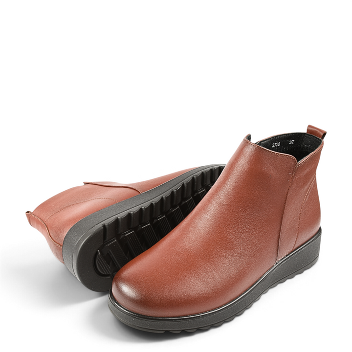 ada-shoes.ro FORMAZIONE brown natural leather casual ankle boots with zipper closure and low sole