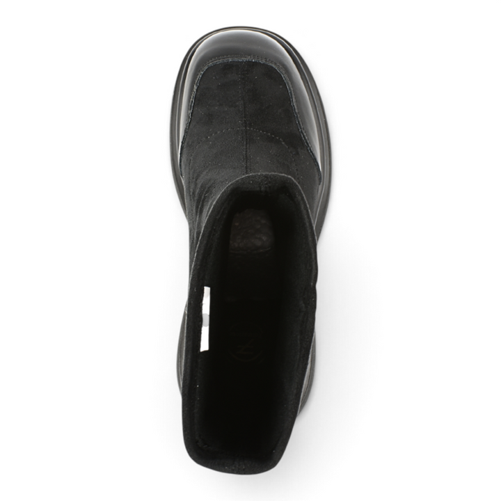 ada-shoes.ro Formazione black suede stretch fit casual ankle boots with a 3cm heel, top view