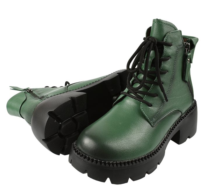Ghete casual, dama, FORMAZIONE 8099-2, verde, piele naturala