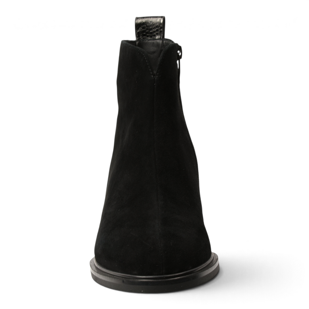 ada-shoes.ro black suede ankle boots with minimalist design and side zipper closure