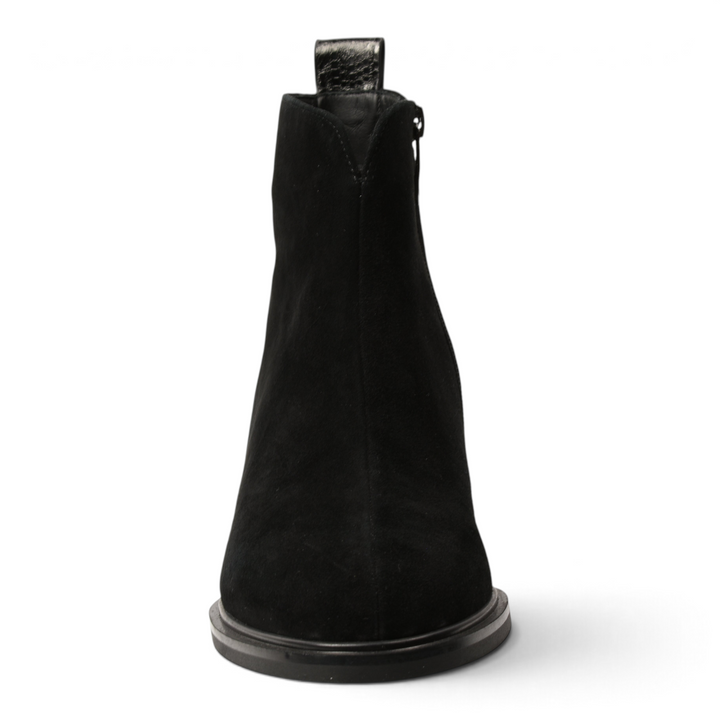 ada-shoes.ro black suede ankle boots with minimalist design and side zipper closure