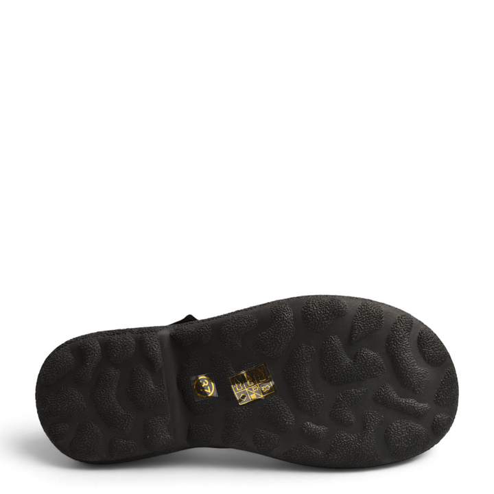 ada-shoes.ro black nubuck leather casual shoe showing the thick, textured, non-slip alveolar sole from below