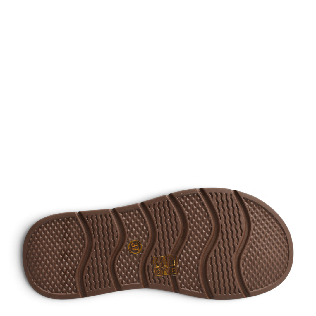 Brown flexible rubber sole of ada-shoes.ro casual boots with textured grip pattern and size 37 label