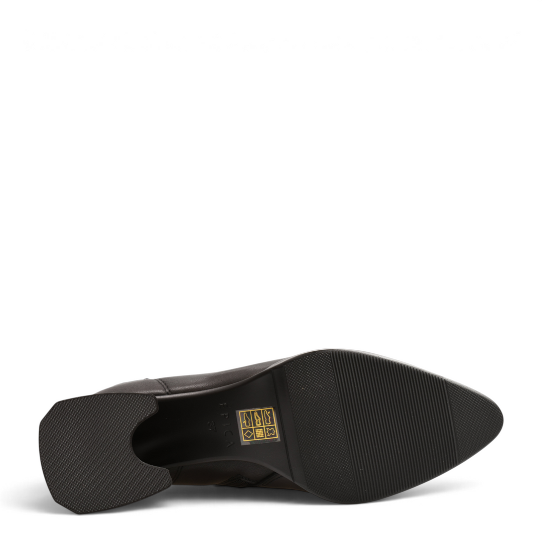 ada-shoes.ro Epica black leather ankle boot sole with block heel and textured grip