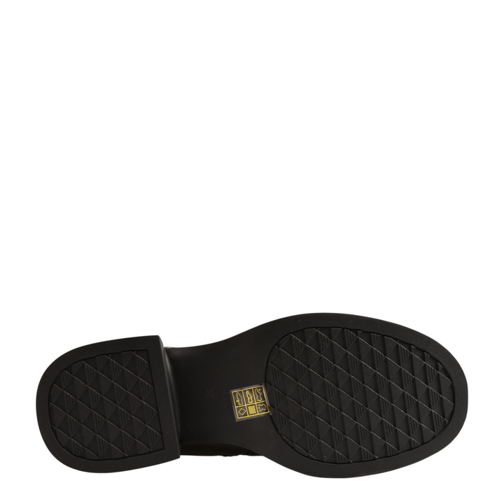 ada-shoes.ro Epica black leather boot sole with a textured diamond pattern for grip and a block heel