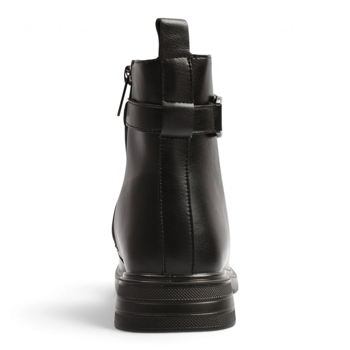 Back view of black leather Pass Collection Ghete WB70005A-N ankle boots with side zipper from ada-shoes.ro