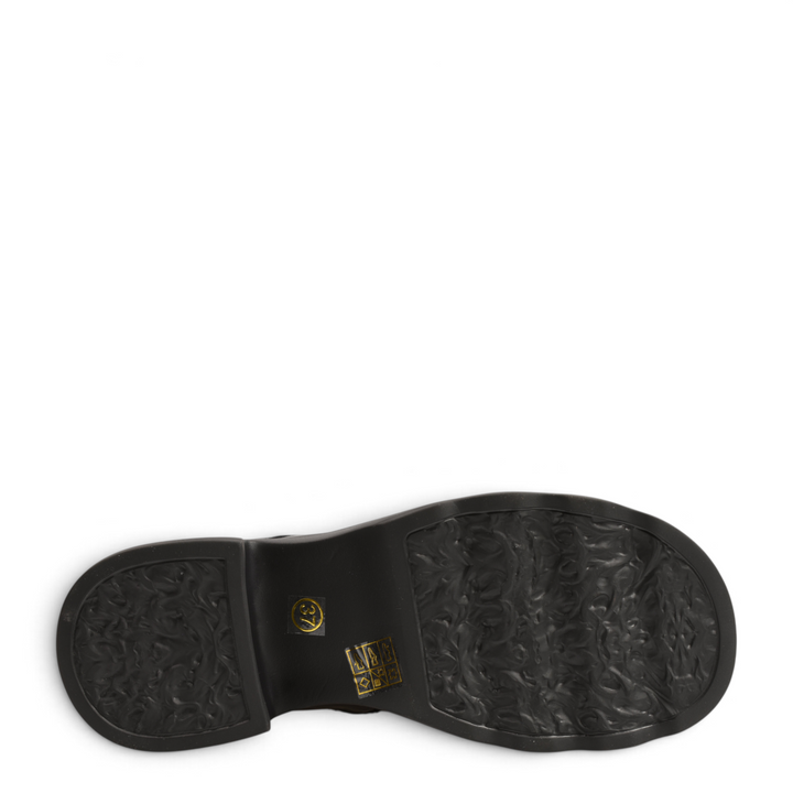 Black anti-slip lug sole of ada-shoes.ro combat boots with textured tread pattern and size 37 sticker