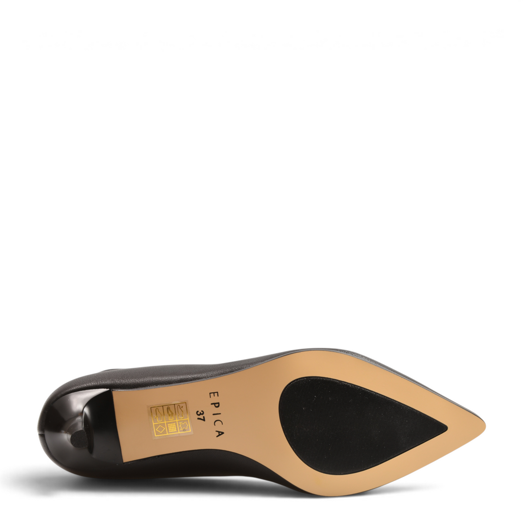 ada-shoes.ro Epica black leather pointed toe shoe sole with kitten heel