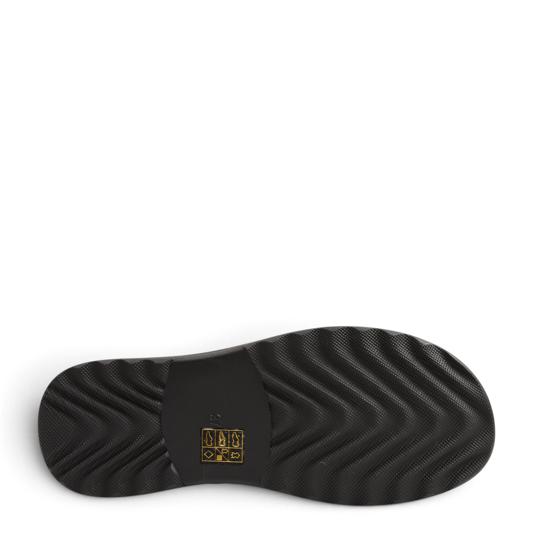 ada-shoes.ro black leather boot sole with a flexible, non-slip chevron tread pattern and size 37 label.