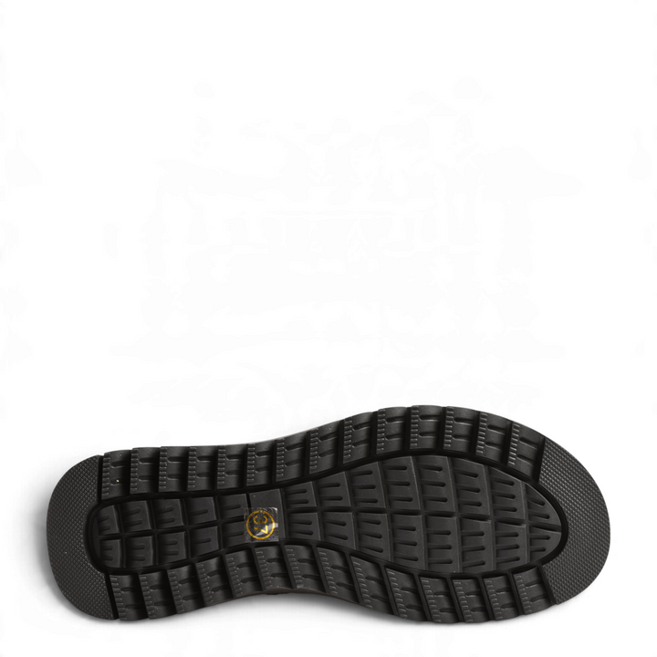 Black rubber sole of Anna Viotti casual boots with a non-slip tread pattern and size label from ada-shoes.ro