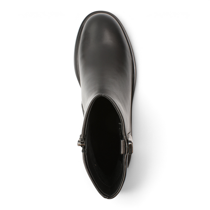 ada-shoes.ro black leather ankle boots with a rounded toe and side zipper for women