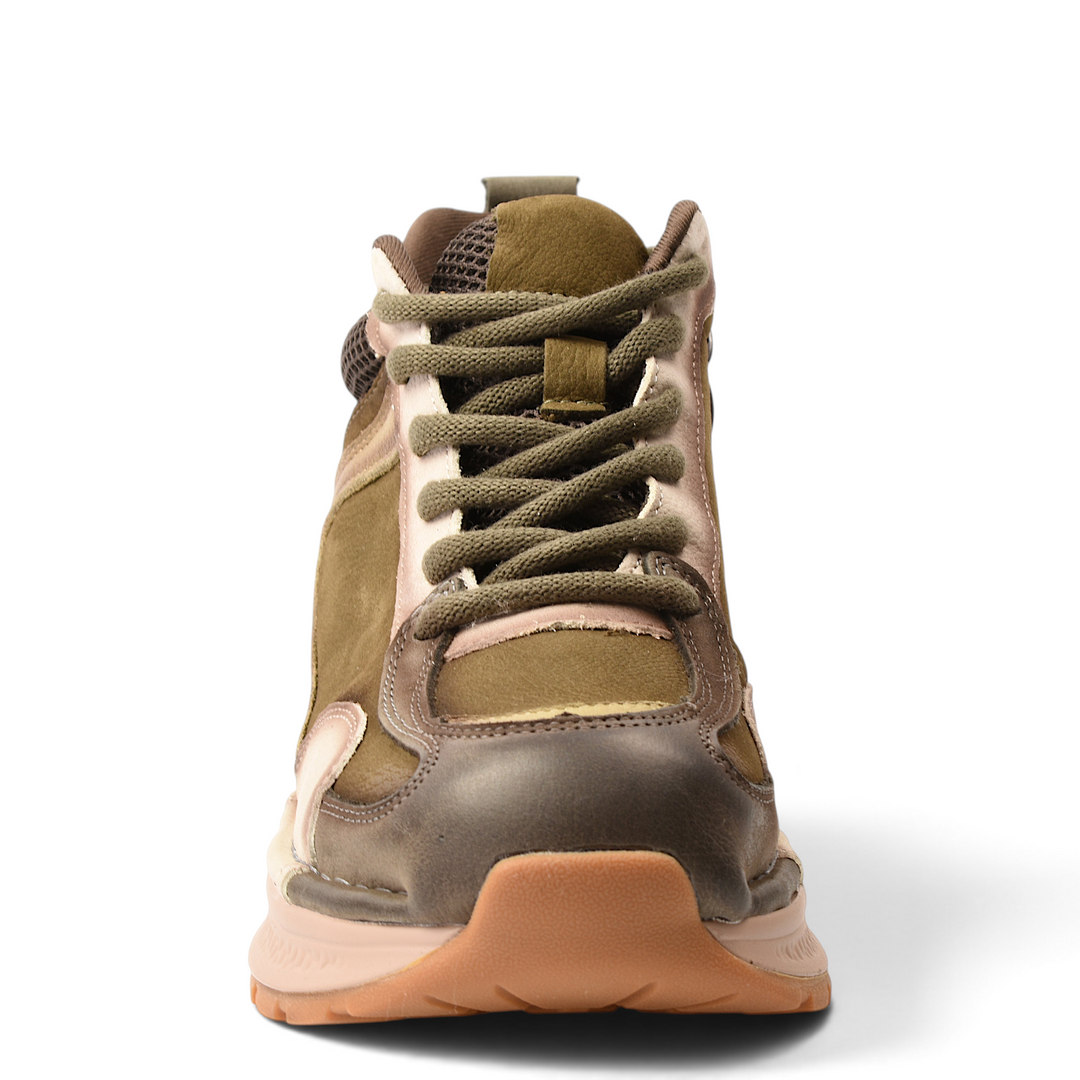 ada-shoes.ro 8001-K khaki nubuck leather boots with lace-up closure and flexible sole for casual autumn wear