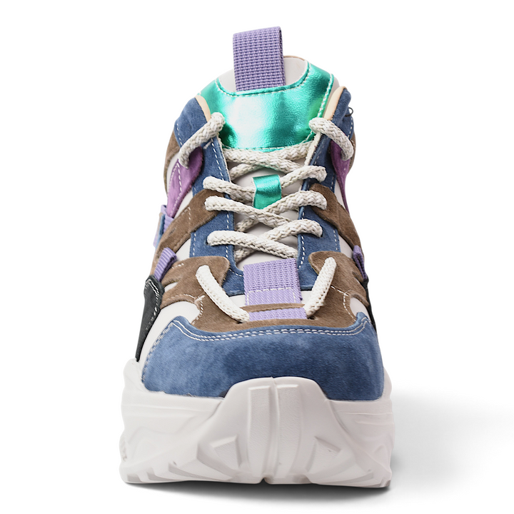 ada-shoes.ro Franco Gerardo suede chunky sneakers in multicolor black, blue, purple, and beige with lace-up closure