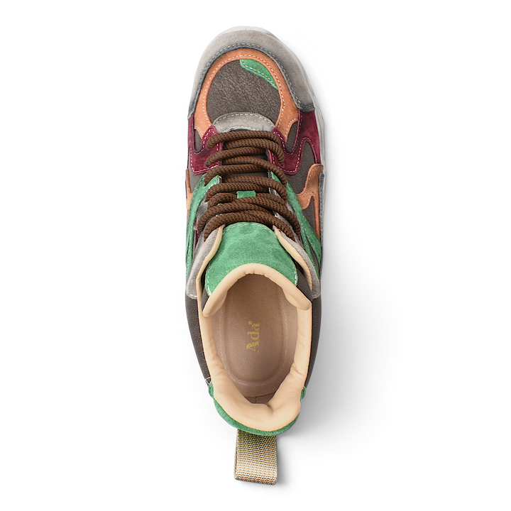 ada-shoes.ro suede sneakers in grey, green, and burgundy with lace-up closure and comfortable leather insole