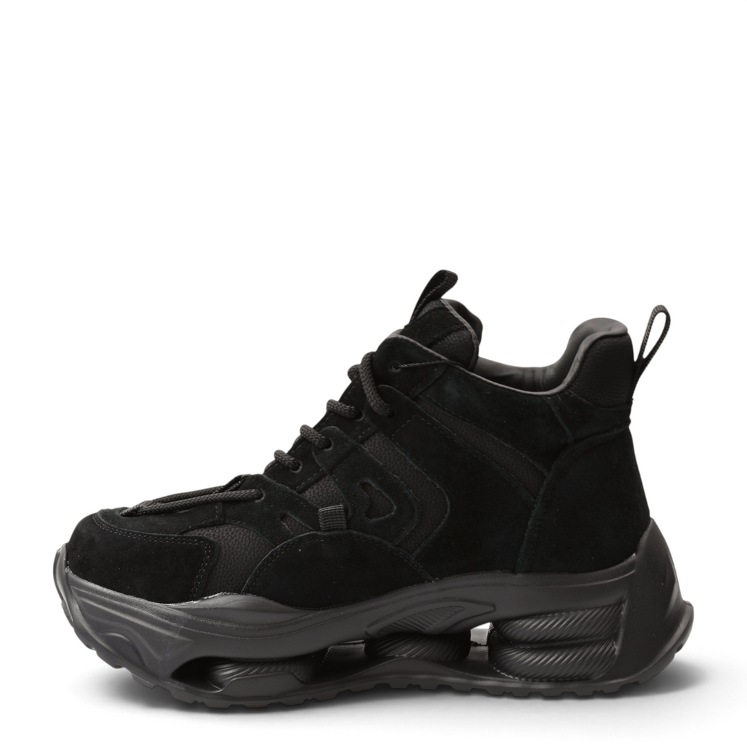ada-shoes.ro Franco Gerardo S5001-N black suede chunky sneakers with a sculptural sole and lace-up closure