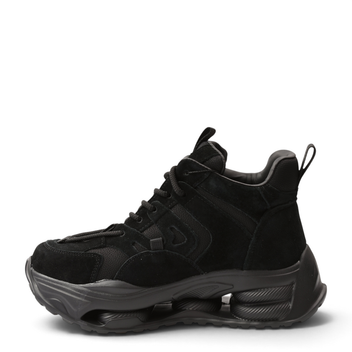 ada-shoes.ro Franco Gerardo S5001-N black suede chunky sneakers with a sculptural sole and lace-up closure