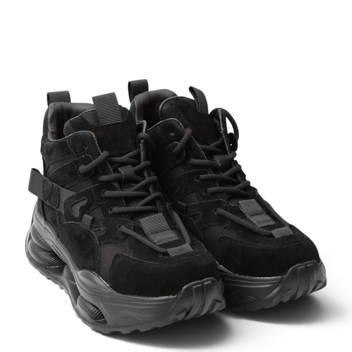 ada-shoes.ro Franco Gerardo black suede chunky sport boots with lace-up closure and sculptural sole
