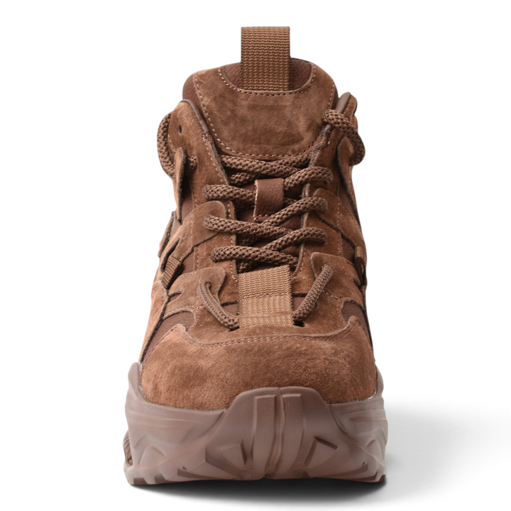 ada-shoes.ro Franco Gerardo brown suede chunky sneakers with lace-up closure and sculptural sole for women