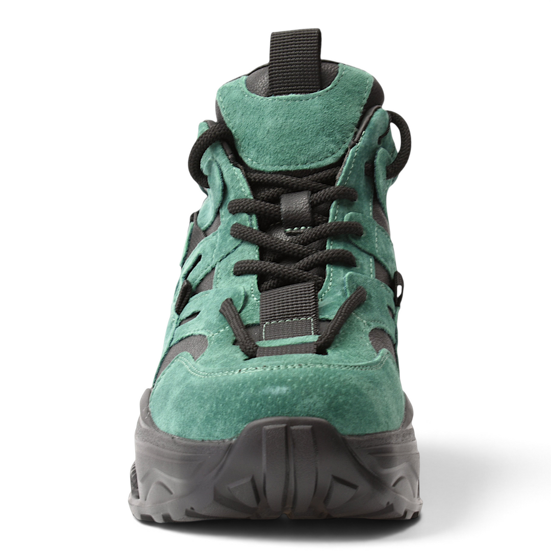 ada-shoes.ro Franco Gerardo green suede sneakers with black laces and a chunky flexible sole for daily comfort