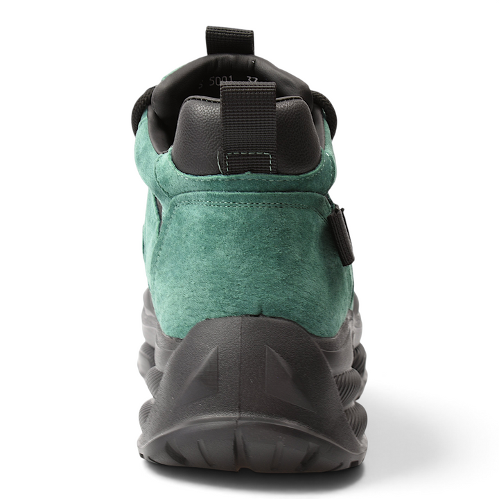 ada-shoes.ro Franco Gerardo green suede sneakers with a chunky black platform sole, back view