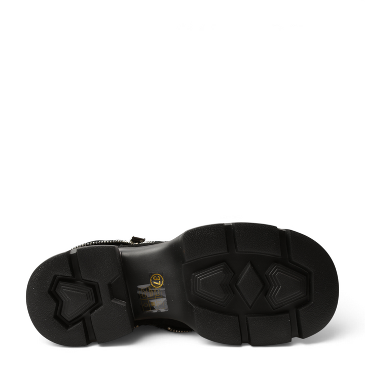 ada-shoes.ro Pass Collection black suede ankle boot showing the robust, thick lugged sole with size 37 sticker.