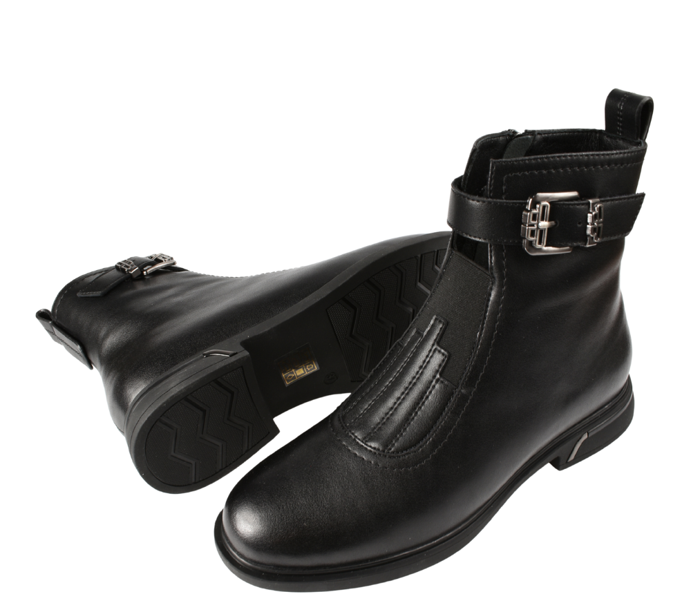 Ghete elegante, dama, PASS COLLECTION, DL70034A negru, piele naturala, toc
