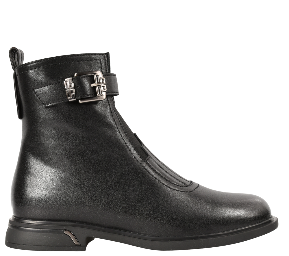 Ghete elegante, dama, PASS COLLECTION, DL70034A negru, piele naturala, toc
